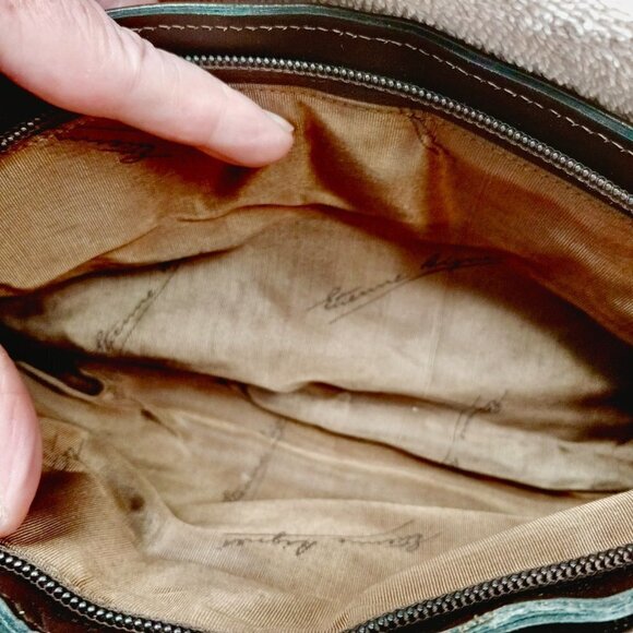 ETIENNE Aigner Purse Clutch Crossbody Genuine Dark Brown Leather.2 ZipTop Open - Picture 10 of 13